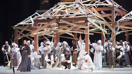 Операта „Евгениј Онегин“ во режија на Дејан Пројковски на сцената на МОБ се поставува по пауза од 34 години. Диригент е Саша Николовски-Ѓумар, сценограф Валентин Светозарев, костимограф Марија Пупучевска, а кореограф Олга Панго. Во улогите на Евгениј и Татјана настапија баритонот Иван Наумовски и гостинката од Украина, Тамара Клинкина, во улогата на Ленски настапи Домагој Доротиќ од Хрватско народно казалиште во Осиек, а како Олга настапи Николина Јаневска