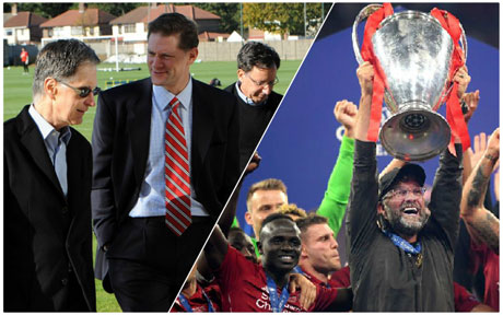 Хенри и Јанушевски (лево), празнувањето на пехарот со тренерот Клоп (десно)